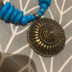 TANJORE turquoise & brass handmade necklace